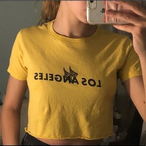 Yellow Cropped Graphic Tee